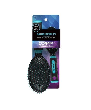 Conair Nylon Bristle Oval Cushion Hair Brush 2-Piece Set with Rubber-Grip Handles - Travel & Full-Sized Brushes - Buy Online on SooperMarket.com