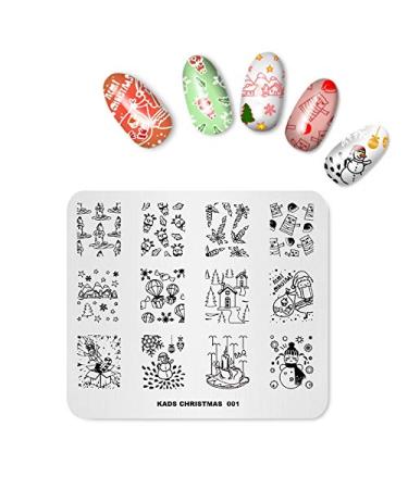 Alexnailart Nail Art Stamping Plate Template Christmas theme Winter Snowflake Cartoon Snowman Santa Turkey dinner Pattern DIY Nail Art Image Stamp Stamping Plates Manicure Print Tool CH001