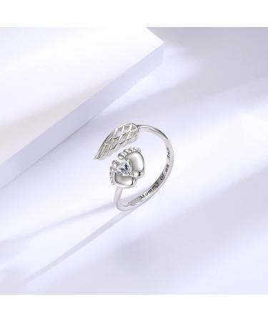 APOTIE Sterling Silver Miscarriage Ring - Infant Loss Jewelry for Women | Memorial Pregnancy Rings with Cubic Zirconia - Buy Online on SooperMarket.com