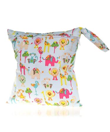 Wet Bag Wet Dry Bag Waterproof Wet Dry Bag Washable Cloth Diaper Bags with Zippers Daycare Organiser Bag for Swimsuits Hanging Wet or Dry Clothes Storage Bag Animal