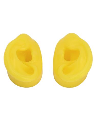 Kadimendium Reused Ear Mould 2PCS Waterproof Tough Silicone Ear Model Yellow for Acupuncture Practice
