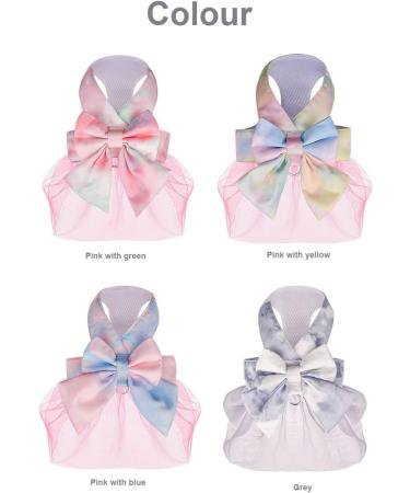 Dog Harness Dress with Leash Set Princess Dog Tutu Skirt for Small Dogs Girl Cute Bow Puppy Dresses Pet Clothes Doggie Outfits Apparel (XS Grey) XS Grey - Buy Online on SooperMarket.com