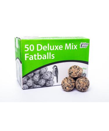 Grumpy Gardener 4kg Box of Deluxe Mix Fat Balls ( 50 Fat Balls per Box). Packed full of tasty cereals oils fats seeds and minerals that your feathered friends will love.