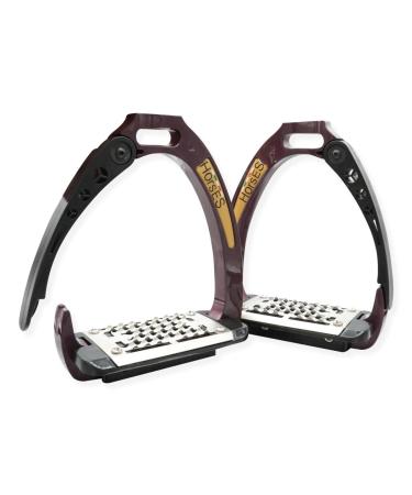 Horses safety stirrups designed for maximum safety and comfort of the rider modern and elegant (Bordeaux/Black)