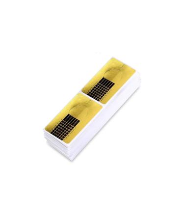 Nail templates modeling template self-adhesive for gel nails nail extension golden stencils (100 pieces) 100 pieces (1 Pack)