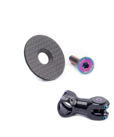 COONIUM 1 1/8 (28.6mm) Headset Stem Top Cap, Carbon Fiber with M6 X 30 Titanium Compression Bolt for Road Bike and MTB