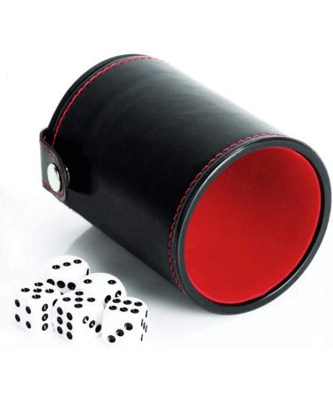 Cooyeah Red Pu Leather Dice Cup Set with 5 Standard Dices for Yahtzee, Farkle, Backgammon - Bar Party Craps Game - 1 Pack - Buy Online on SooperMarket.com