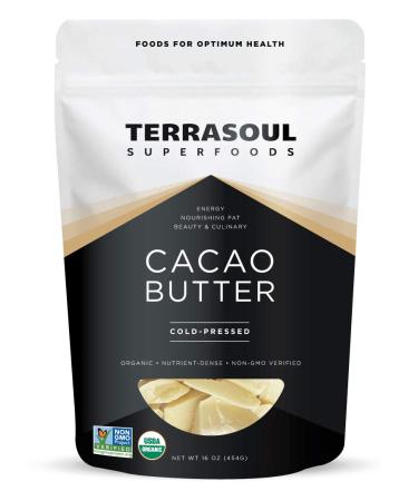 Terrasoul Superfoods Organic Cacao Butter, 1 Lb - Raw | Keto | Vegan | Unrefined