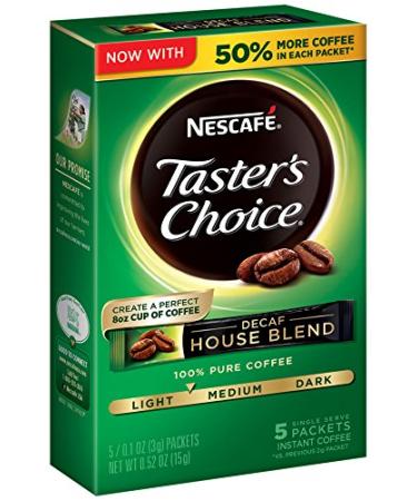 Nescafé Tasters Choice Decaf House Blend Medium Light Roast 5 Packets 0.1 oz (3 g) Each