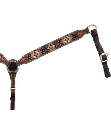 Circle Y Distressed Southwestern Beaded Horse Breast Collar - Turquoise/Brown/White - One Size - Buy Online on SooperMarket.com