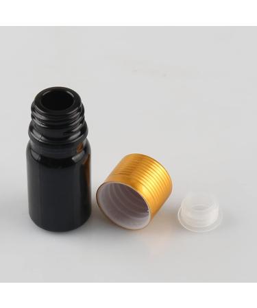 Tianzd 4PCs 5ml Gloss Black Glass Bottles with Gold Aluminum Caps | Sealed Stopper Flasher Oil Fragrance & Aromatherapy - Buy Online on SooperMarket.com
