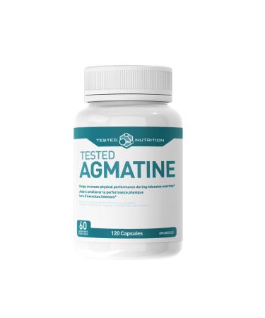 Tested Nutrition Agmatine Capsules | 500mg Agmatine Sulfate & 105mg L-Arginine | Increased Nitric Oxide Production Muscle Pumps & Performance | 60 Servings (120 Capsules)