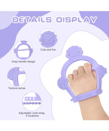 Vicloon Baby Bite Rings 2 Pack Silicone Teething Toys BPA-Free Dental Aid Soft Lion Design for 3+ Months Violet Color - Buy Online on SooperMarket.com