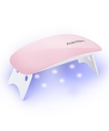 AOKITEC Mini UV LED nail lamp Portable nail dryer for all gelnail bakery hardening tool in mouse form compactly easily with USB cable (pink)