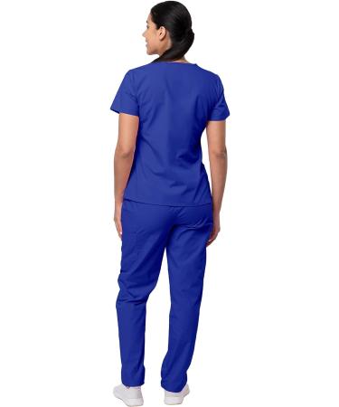 Sivvan Women's Scrub Set - Mock Wrap & Cargo Pants, Medium Royal Blue - Buy Online on SooperMarket.com