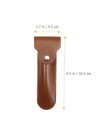 NOLITOY Manual Razor Travel Cover - Brown PU Shaver Storage Case (16.5x4.2x1CM) | International Shipping Available - Buy Online on SooperMarket.com