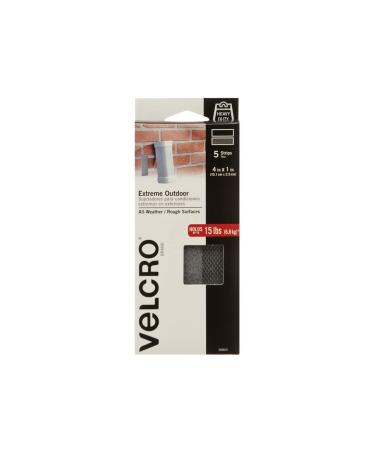 VELCRO Brand Industrial Fasteners Extreme Outdoor Weather Conditions Professional Grade Heavy Duty Strength Holds up to 15 lbs on Rough Surfaces  4in x 1in (5pk)  Strips  Gray Fasteners 4in x 1in (5pk) Titanium