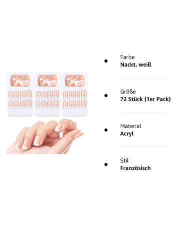72 Pieces French Artificial Nails - Short & Medium-Sized Fake Acrylic Fingernails Set with Nail Files & Accessories for Nail Art - Perfect for All Sizes - Buy Online on SooperMarket.com