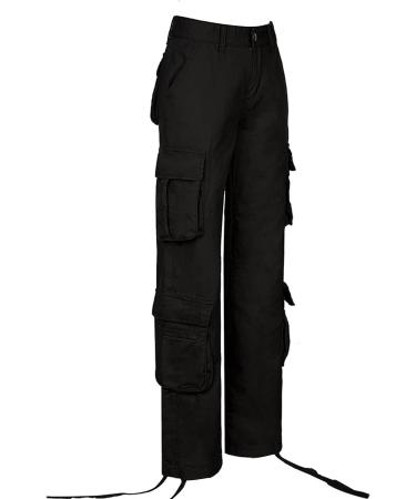 Gufesf Women's Baggy Cargo Pants - Trendy Low Waist Wide Leg Trousers with Big Pockets | Y2K Streetwear Fashion - Ak-a-black, Large - Buy Online on SooperMarket.com