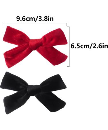 4Pcs Velvet Bow Hair Clips for Girls & Women - Christmas Hair Accessories (Red Black) - Buy Online on SooperMarket.com