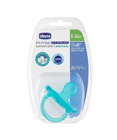 Chicco Physioforma silicone-pacifier 6-16 months 1 piece soft and tender pacifier supports physiological breathing and promotes correct development of the mouth turquoise 6-16 months (1 Pack) turquoise