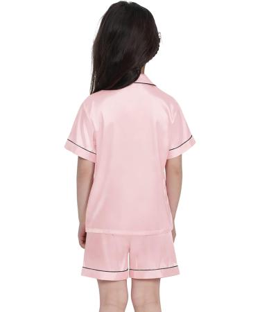 SWOMOG Kids Silk Pyjamas Short Sleeve Satin PJs Set - Sakura Pink - Ages 10-11 Years - Buy Online on SooperMarket.com