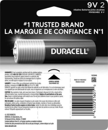 Duracell Coppertop 9V Battery Long-lasting Alkaline Power 2 Count Pack for Household & Office Devices - Buy Online on SooperMarket.com
