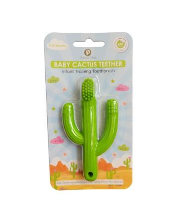 Baby Cactus Teether - Infant Training Toothbrush in Green | Eco-Friendly Silicone Teething Toy - Buy Online on SooperMarket.com