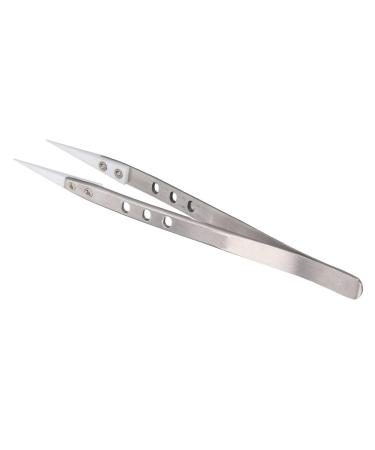 Straight Head Tweezers Tweezer Straight Tip Tweezers Straight Head Fine Tip Stainless Steel Ceramic Anti Magnetism Jumper Repair Tweezers Tweezer