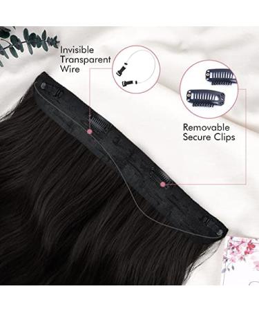 REECHO Invisible Wire Hair Extensions 20 Inch - Grey/Brown/Silver/White Mixed (Pack of 1) | Curly Wavy Secret Hairpiece with Adjustable Transparent Headband and Secure Clips for Women - Buy Online on SooperMarket.com