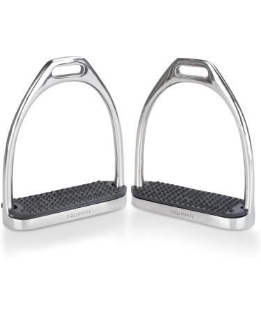 Equinate Stirrups Luna 10cm Stainless Steel | Anti-Slip Rubber Tread | Durable for Adults & Children | Set of 2 - Buy Internationally - Buy Online on SooperMarket.com