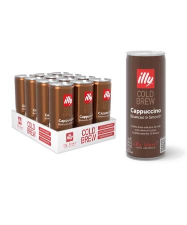 illy Cold Brew Coffee Cappuccino Ready to Drink Can Iced Coffee No Added Sugar 250ml x 12