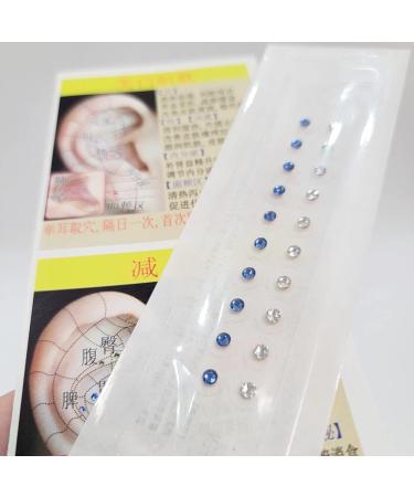 Blue and White Crystal Gem Stone Magnetic 24k Gold Bead Clear Tape Auricular Sticker Ear Seeds Ear Acupuncture - Buy Online on SooperMarket.com