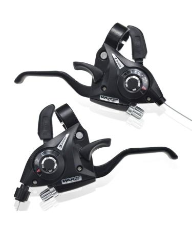 LITEONE Bicycle Brake Levers Shifter 3x7 21 Speed Shifter with Gear Indicator and V Brake Cable for Moutain Bike, Road Bike, MTB, BMX, Fixie Gear, Cycling
