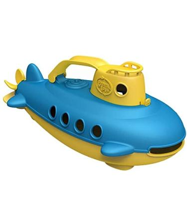 Green Toys Submarine in Yellow & blue - BPA Free, Phthalate Free, Bath Toy with Spinning Rear Propeller. Safe Toys for Toddlers, Babies