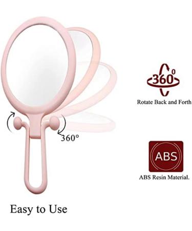 BLASHRD 10X Handheld Magnifier Double Sided Folding Makeup Mirror Portable Handheld Mirror with Adjustable Handle(Pink) - Buy Online on SooperMarket.com