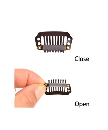 50 Pieces Dark Brown Hair Extensions Clips - 28mm 9-Teeth Rubber Metal Snap Clips for Wigs - Buy Online on SooperMarket.com