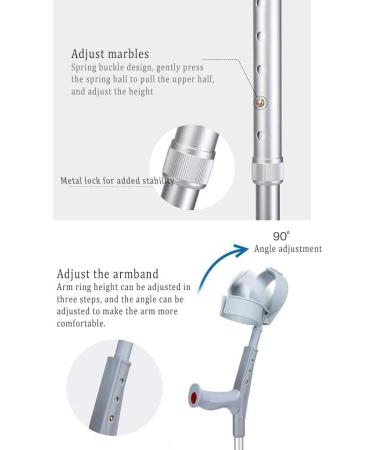 Forearm Crutches Adjustable Cane Forearm Crutches Handle with Comfy Grip - High Density Sturdy Aluminum Adjustable Heavy Duty for Standard and Tall Adults Lightweight Arm Crutch Journey - Buy Online on SooperMarket.com