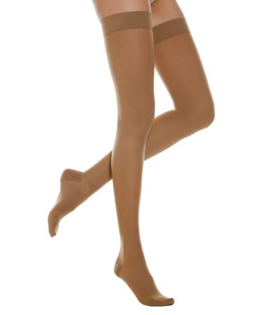 Relaxsan Basic 970 (Brown 4/XL) compression stockings for women with silicone band 22-27 mmHg support stockings 280 den XL Brown