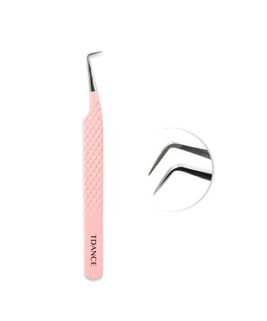 TDANCE Lash Tweezers For Eyelash Extensions Fiber Tip Lash Tweezers 90 Degeree Thin Lash Extension Tweezers Volume Lash Tweezers Stainless Steel (90 Degeree Thin Tweezer-Pink-T3 1Pcs) 1 Pcs 90 Degeree Thin Tweezer-pink-t...