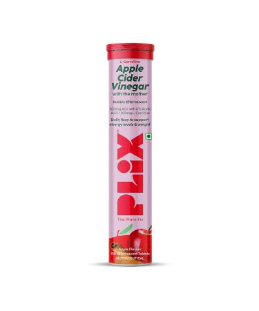 PL'IX - THE PLANT FIX L-Carnitine ACV Effervescent Tablets Helps To Turn Fat Into Energy | 15 Tablets Pack Of 1 | With Apple & Cinnamon | Supports Fat Burn | Weight Loss Drink for Women Men