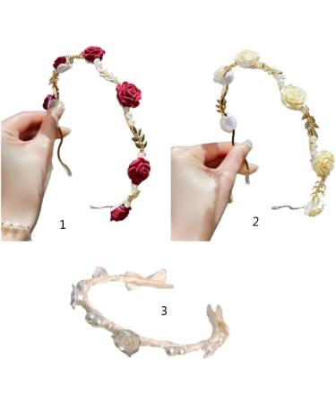 JSGHGDF Temperament Flocking Rose Shape with White Decors Unique Hair Hoop Bride Woman Wedding Party Headwear White Rose - Buy Online on SooperMarket.com