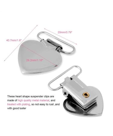 10Pcs Heart Shaped Pacifier Clips - Metal Suspender Clips for DIY Toy Holder & Pacifier Strap Holder - Buy Online on SooperMarket.com