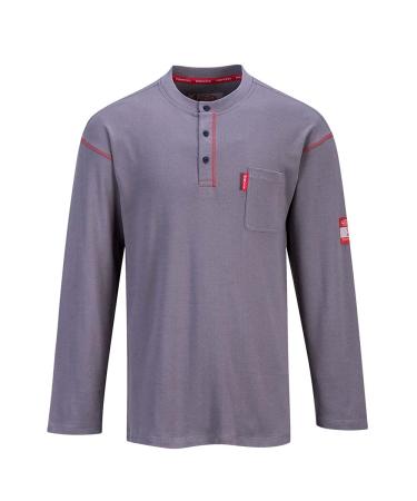 Portwest FR02 Bizflame Flame Resistant Henley Long Sleeve Sweatshirt Gray Large Large Gray