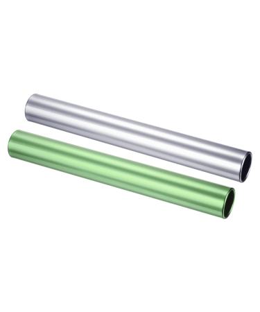 PATIKIL Relay Track Batons Set Pack Aluminum Alloy Tube Field Running Race Stick for Outdoor Athletics Sport Game Tool Green Silver