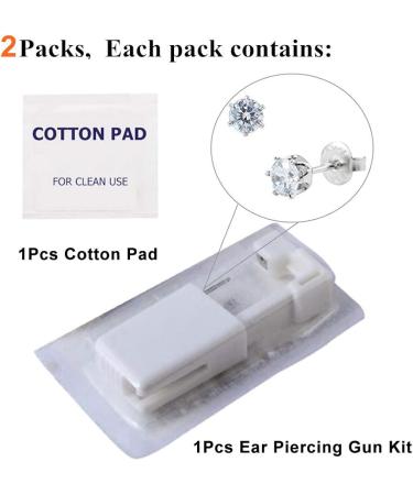 Silmy 2 Pack Ear Piercing Kit - Disposable Self Piercing Gun with Ear Stud & Clean Tool - Nose Studs Cartilage Tragus Helix Piercing Gun - Silver White1 - Buy Online on SooperMarket.com