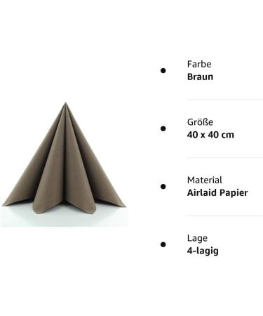 Premium Brown Napkins for Weddings & Celebrations | Prime Guest Airlaid - 50 Pack (40x40 cm Fold) - Buy Online on SooperMarket.com