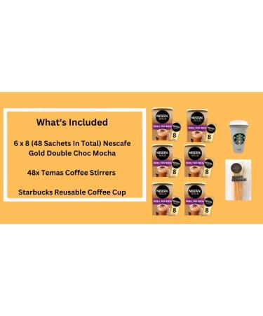Temas Instant Coffee Mocha Bundle Contains 48 x Nescafe Gold Double Choc Mocha 48 x Coffee Stirrers & Reusable Coffee Cup. Compatible With lovers of Nescafe Gold|Coffee Sachets Individually Wrapped - Buy Online on SooperMarket.com