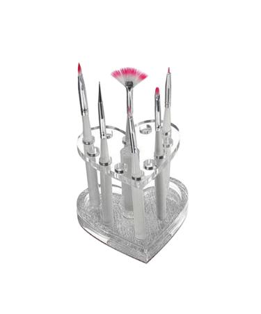 Mikinona 1pc Nail Art Penholder Nail Art Brush Holder Makeup Pen Stand Art Painting Pen Stand Manicure Pen Holder Pen Display Stand Holder No Bend Hair Clips Heart-shaped Makeup Brush 8.7x8.5cm Silver