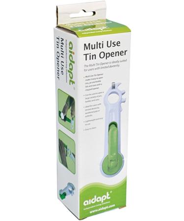 Aidapt Plastic Multi-Use Tin Opener - Easy Grip Kitchen Tool for Limited Dexterity. Open Tins, Jars, and Bottles with Ease - White/Green - Buy Online on SooperMarket.com